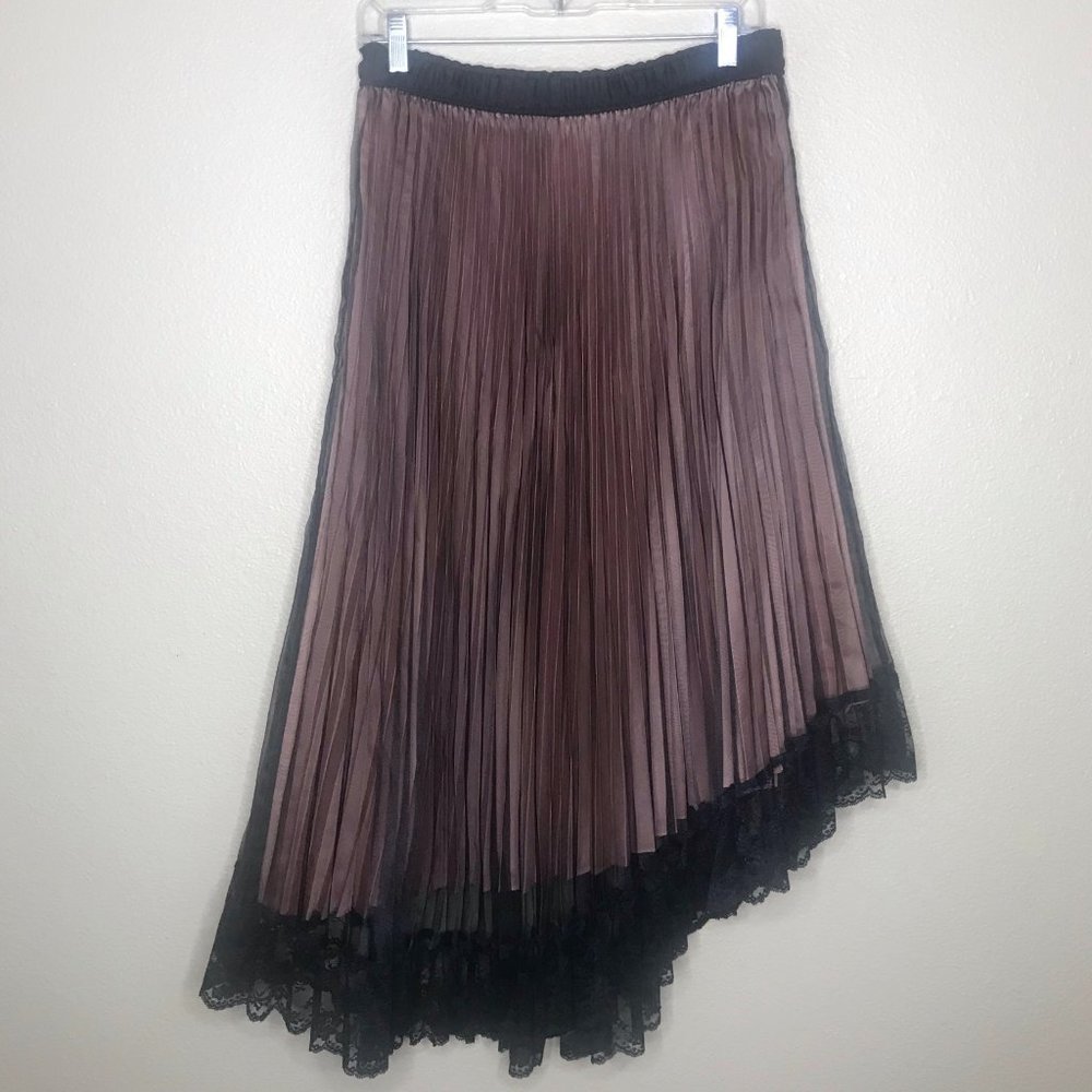 MAILLE CLU Pleated Skirt with Sheer Overlay